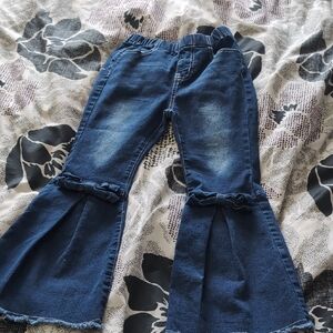 SHEIN Navy Flare Jeans with Bow Detail